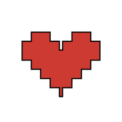 Obraz premium Pixelated Red Heart Symbolizing Retro Video Game Love and Nostalgia