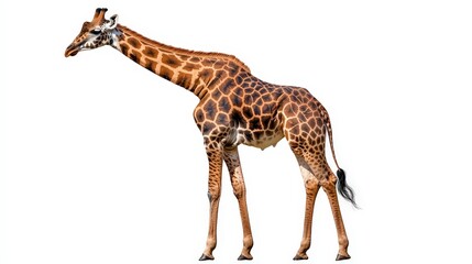 Fototapeta premium Giraffe Profile Against White