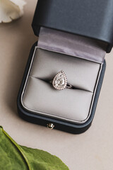 diamond engagement ring in a box