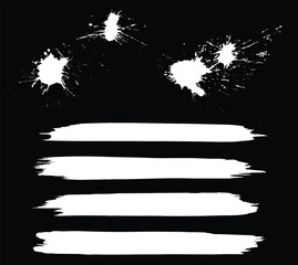 White ink line, grunge brush strokes, ink paint set. Paint splatter Paint stroke. 
