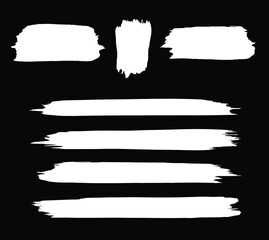 Set of vector grunge banners. White ink line, grunge brush strokes, ink paint set. Paint splatter Paint stroke. 