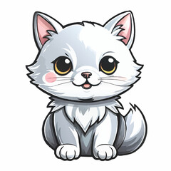 cute white kitten cartoon vector illustration