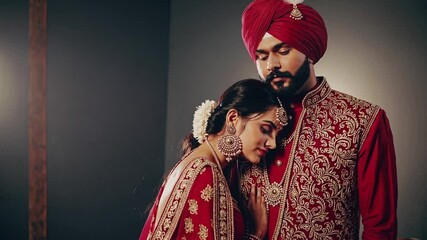 a loving couple embracing, dressed in traditional wedding attire, radiating warmth and affection, their connection is palpable