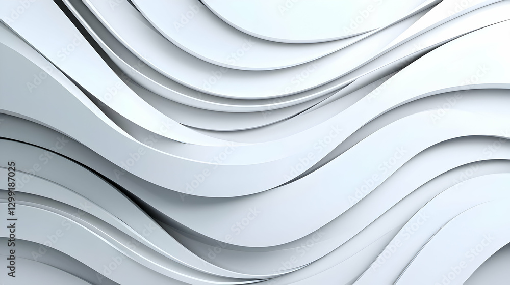 Aufkleber abstract white wavy pattern design with smooth flowing surface and elegant light