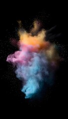 Fototapeta premium Colorful powder cloud exploding against a black background
