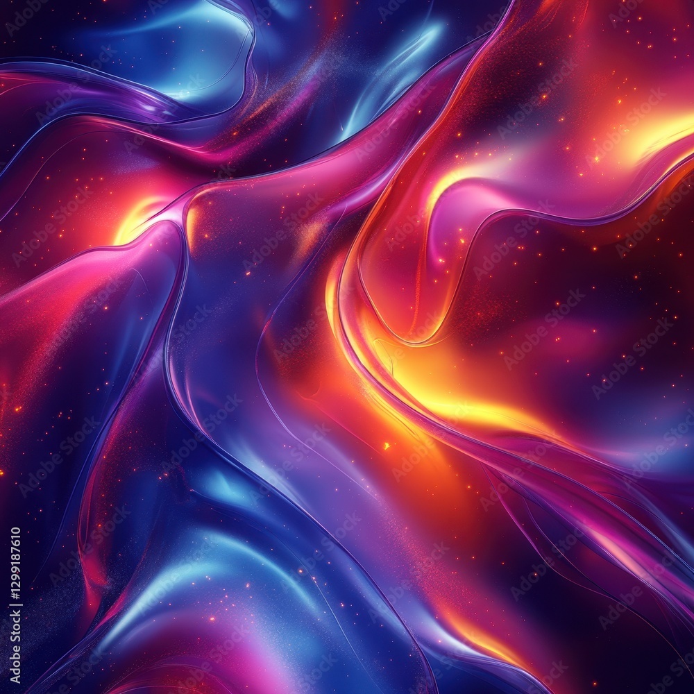Poster abstract colorful waves of light and energy swirling in a vibrant cosmic pattern creating a stunning