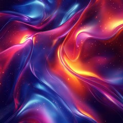 Fototapeta premium Abstract colorful waves of light and energy swirling in a vibrant cosmic pattern creating a stunning visual experience with rich hues and dynamic flow