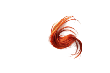 Vibrant Hair: A vibrant lock of bright, fiery red hair, isolated against a backdrop, showcasing texture and movement.