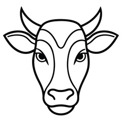 cow head linear logo design vector, cow linear emblem, cow head illustration, farming logo