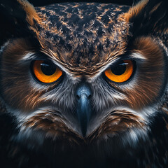 Intense Close-Up of a Eurasian Eagle Owl