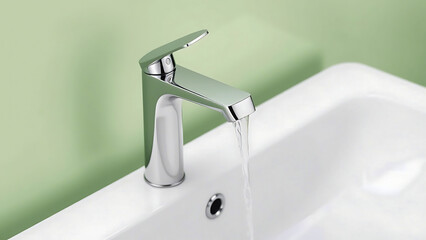 Elegant bathroom sink with a sleek faucet, showcasing smooth water flow and modern interior design, ideal for contemporary homes and bathrooms.