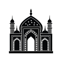 taj mahal silhouette isolated on white background