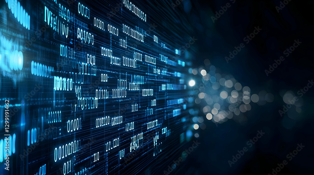 Poster abstract digital data grid with glowing blue lines and futuristic background