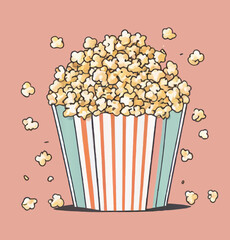bucket of popcorn cartoon vector illustration