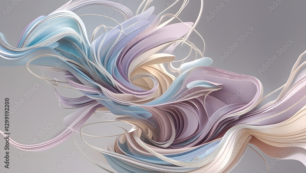 Poster harmonious patterns swirling in an abstract shape isolated on a transparent background.