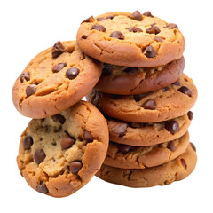 Delicious Chocolate Chip Cookies isolated on transparent background