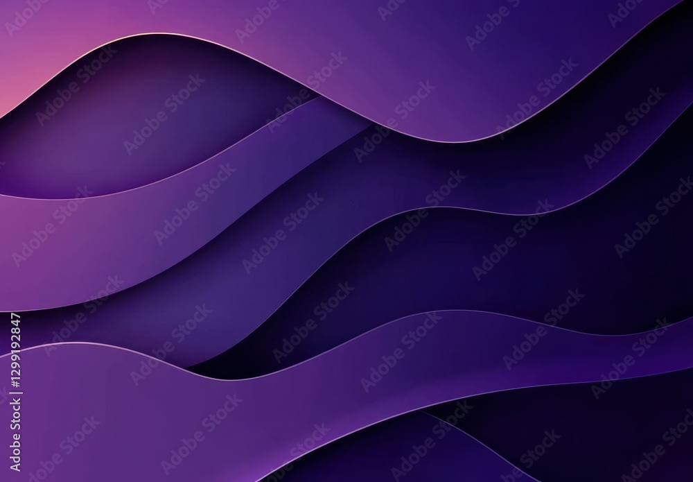 Poster abstract design featuring smooth curved waves in various shades of purple creating a visually striki