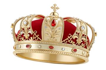   elegant luxury gold red crown isolated on white