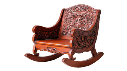 Artisanal wooden rocking chair handcrafted in thailand unique furniture design rustic aesthetic isolated view