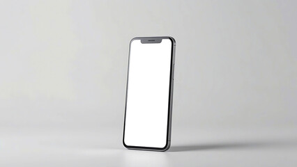 Minimalistic mockup of a blank smartphone screen isolated on a white background, perfect for technology, apps, and design presentations or concepts.