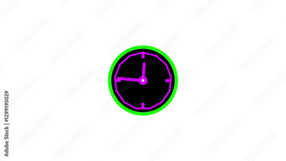 Poster abstract analog clock icon animation. clock time icon animated video. 4k