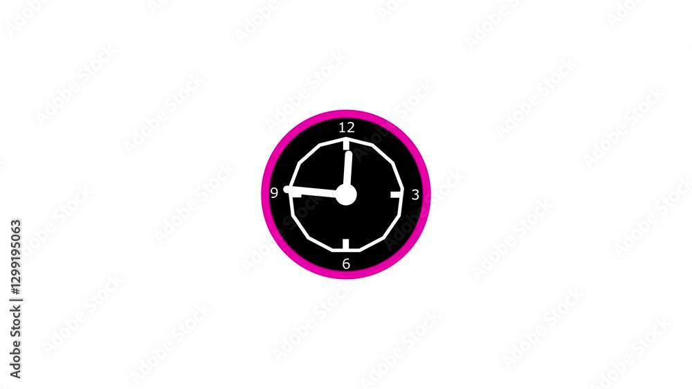 Poster abstract analog clock icon animation. clock time icon animated video. 4k