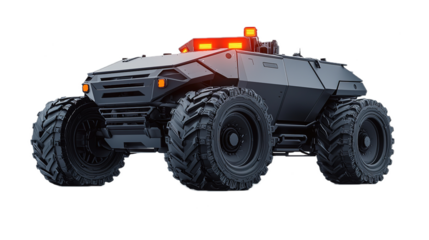 Military armored vehicle display isolated image modern technology front view security concept
