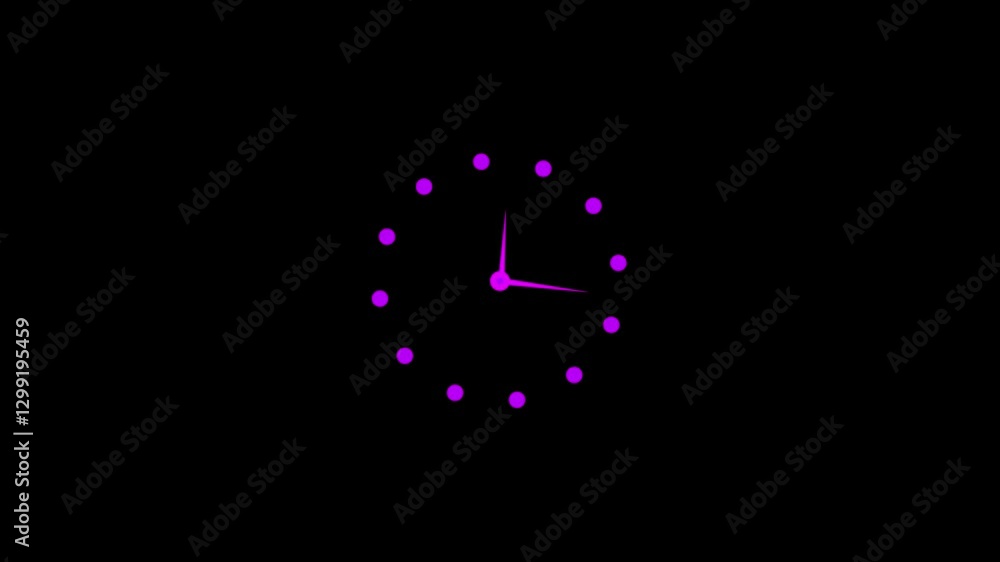 Poster abstract clock icon animation. digital and analog clock 24 hours isolated on black background.