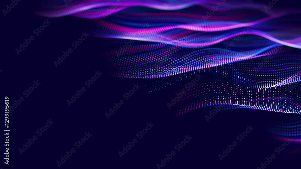 Poster futuristic technology wave motion with shallow dof. digital cyberspace concept. abstract wave with m
