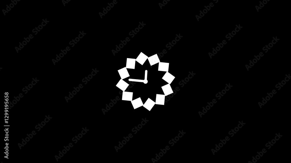 Poster simple clock icon animation white color. clock icon spinning animation.
