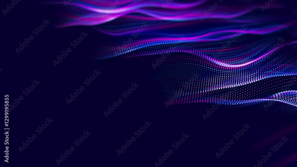 Poster futuristic technology wave motion with shallow dof. digital cyberspace concept. abstract wave with m