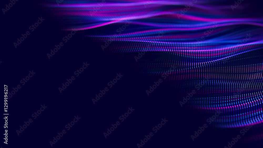 Poster futuristic technology wave motion with shallow dof. digital cyberspace concept. abstract wave with m