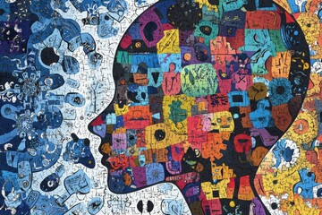 Obraz premium Colorful Minimalistic Representation of Autism Spectrum Concept