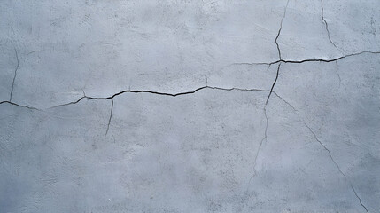 Grey Concrete Wall with Fine Crack Horizontal Across Surface Showing Weathered Texture