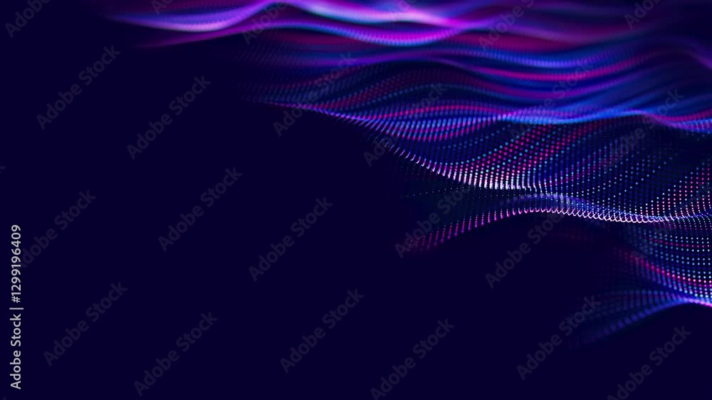 Poster futuristic technology wave motion with shallow dof. digital cyberspace concept. abstract wave with m