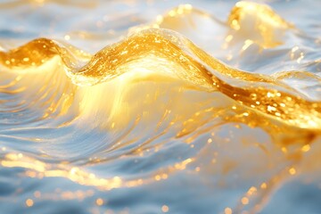 Vibrant 3D abstract background in Ray Flower yellow, featuring fluid, luminous textures and soft waves. Ideal for branding, modern design, digital art, or creative web and print materials