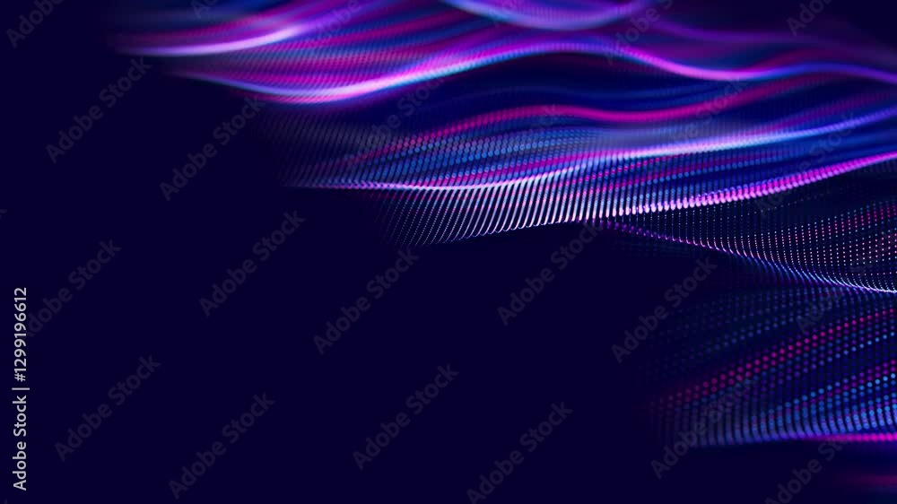 Poster futuristic technology wave motion with shallow dof. digital cyberspace concept. abstract wave with m