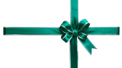 Green ribbon with bow on transparent background
