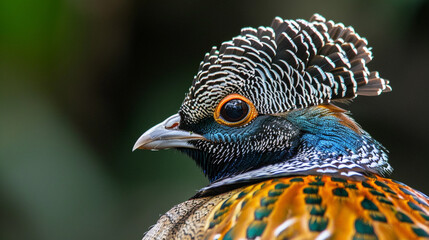 A beautifully lit macro image of a quail's head, emphasizing its unique crest and vibrant eye.