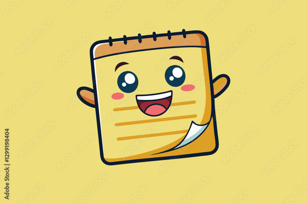 Poster a cheerful notepad sticker featuring a smiling face, perfect for adding a touch of joy to office not