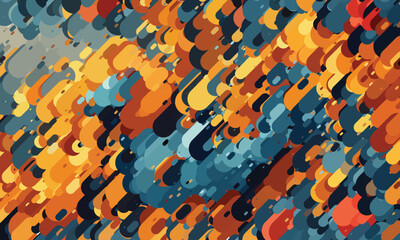 Vibrant Abstract Mosaic of Warm and Cool Tones with Overlapping Circular Patterns