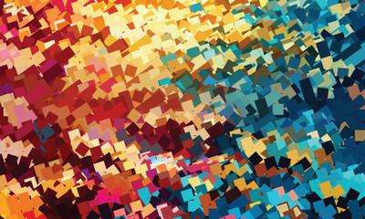 Vibrant Abstract Colorful Wave Pattern with Gradient Shades and Overlapping Shapes