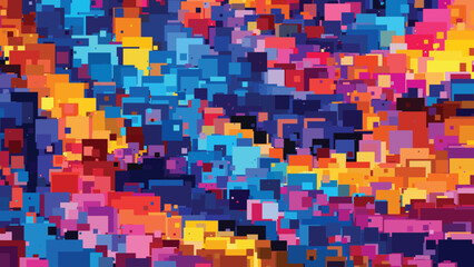 Vibrant Multicolored Abstract Pattern with Overlapping Geometric Shapes in a Dynamic Mosaic Design
