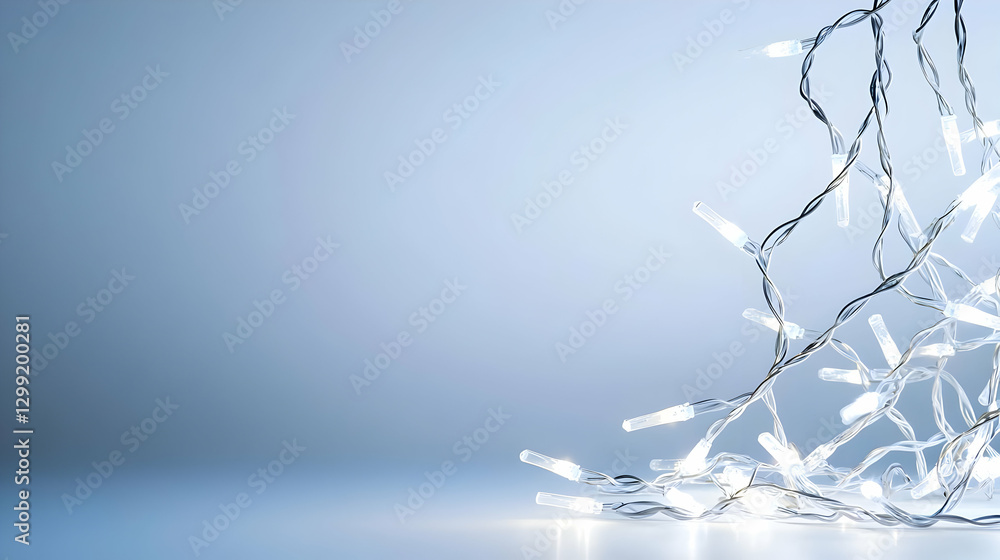 Poster abstract composition featuring string lights on a gradient blue backdrop