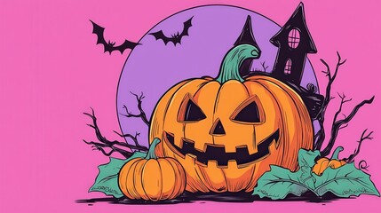 Halloween Pumpkin, Spooky Night Scene