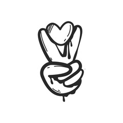 Graffiti spray paint element hand gesture pacific peace symbol