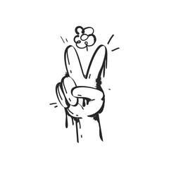 Graffiti spray paint element hand gesture pacific peace symbol