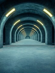 Illuminated Concrete Archway Tunnel