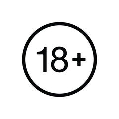 plus-18 icon. Simple vector sign.