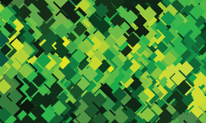 Intricate Green and Yellow Pixel Art Background with Geometric Blocks